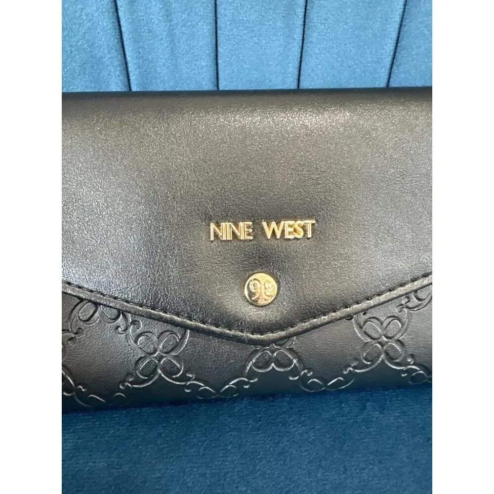 Nine West Vegan Leather Wallet Black